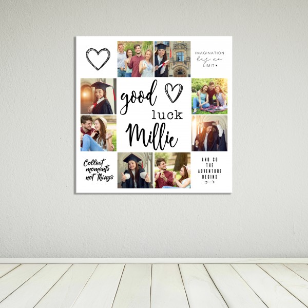 Square Photo and Text Collage Canvas